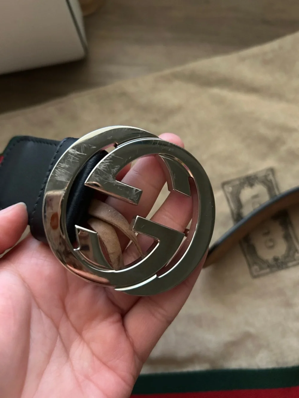 Gucci Green and Red Web Stripe Belt Bag with Black Leather and Silver GG Buckle - Picture 3 of 3